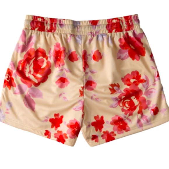 MUAY THAI SHORTS (MID THIGH CUT) FLORAL - CREAM - Picture 4 of 6